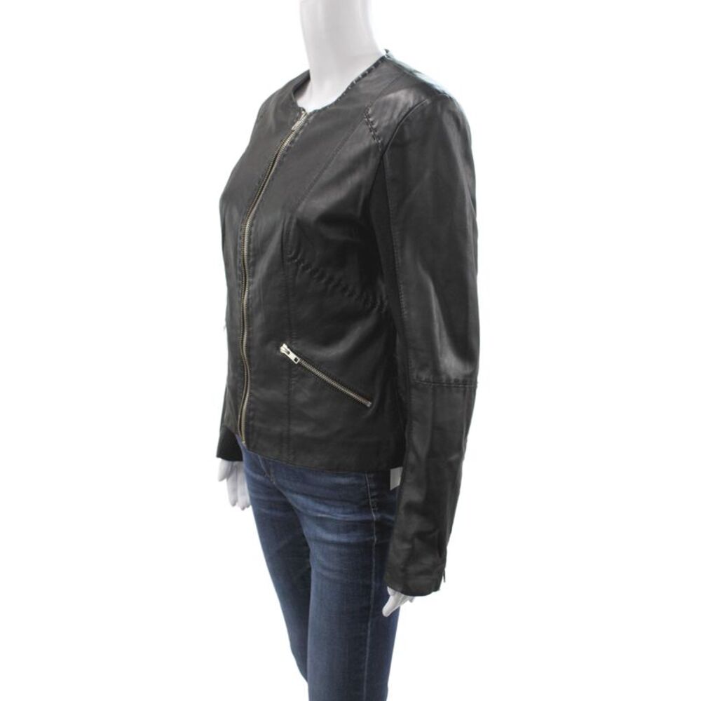Rino & Pelle Womens Black Lamb Leather Biker Jacket Zip Size S
